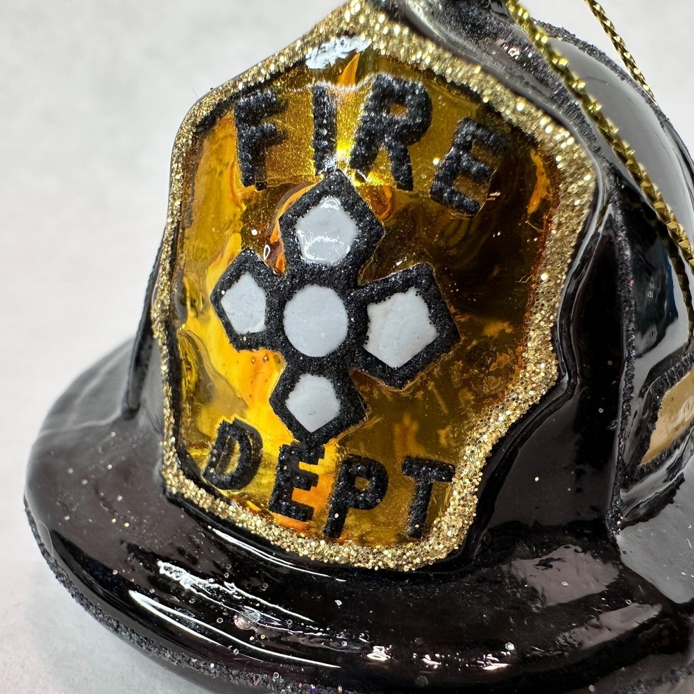 Fire Fighter Christmas Ornament Set of 3 Fire Truck Helmet Fireman Captain NEW - Picture 3 of 16